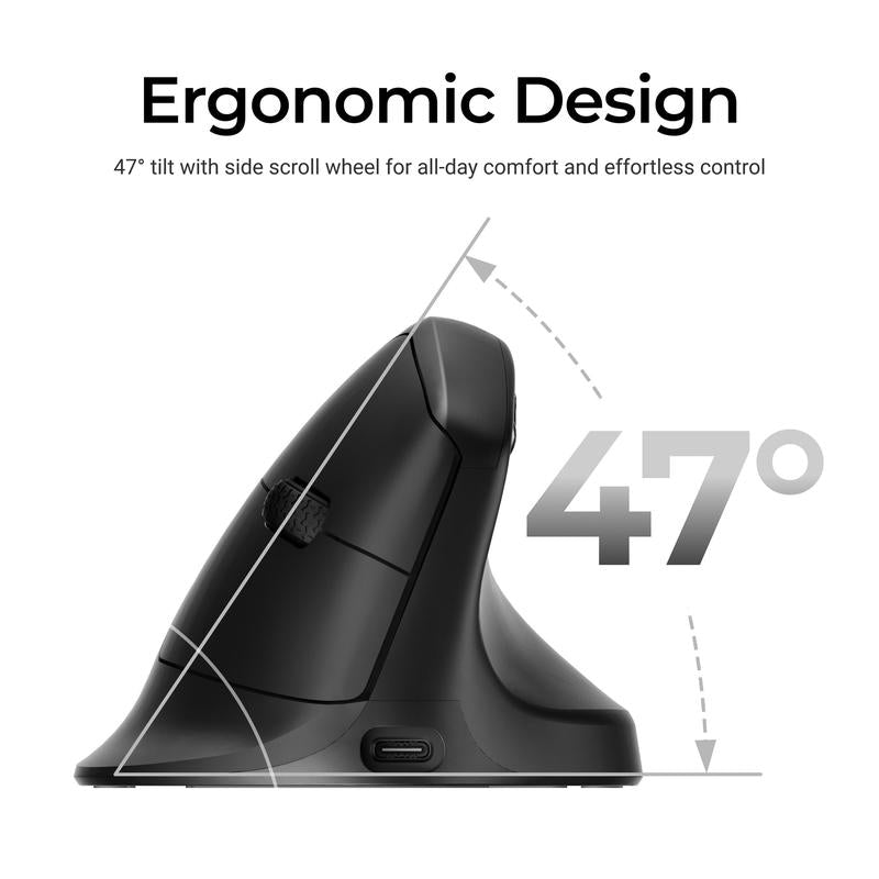 Keychron M5 Wireless Ergonomic Mouse with Pixart 3950 Sensor 2.4 Ghz Bluetooth USB Wired Connectivity 8K Polling Rate 47° Vertical Design