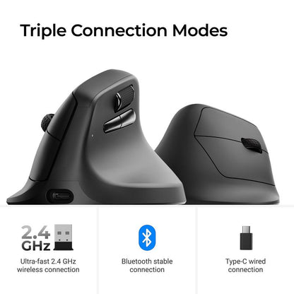 Keychron M5 Wireless Ergonomic Mouse with Pixart 3950 Sensor 2.4 Ghz Bluetooth USB Wired Connectivity 8K Polling Rate 47° Vertical Design